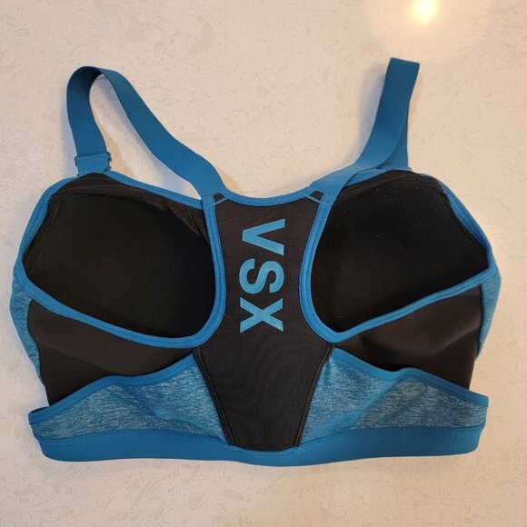 Victoria's Secret VSX Sports Bra Women's Size 34DD Heathered Blue Halterback - Picture 4 of 7